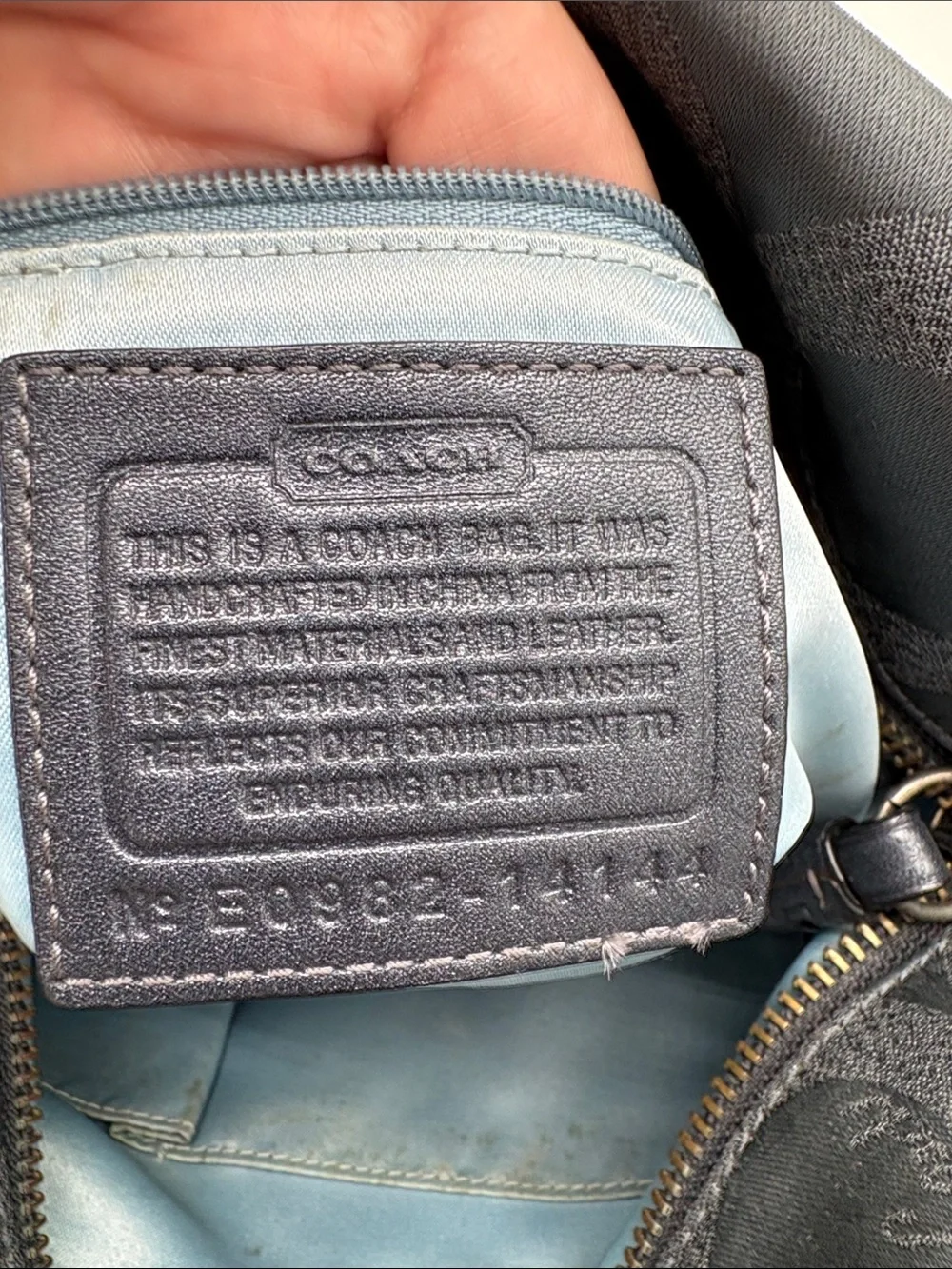Coach Brook Silver Grey Jacquard Signature Hobo Bag BLEMISH